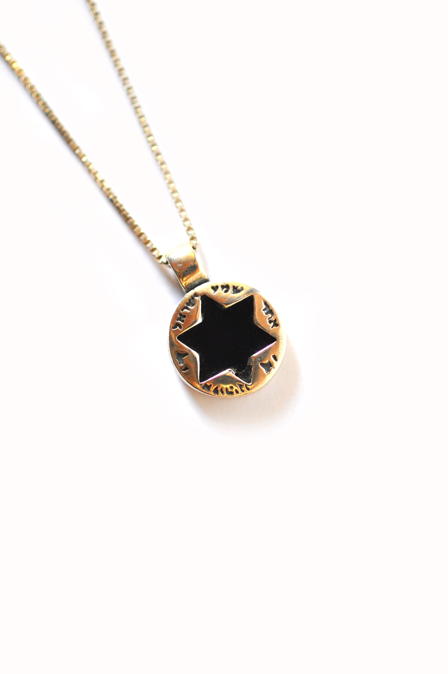 Silver and Black Garnet Star of David Necklace