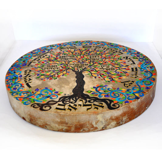 Biblical Family Tree of Life - Hand-Painted Miriam’s Drum – Custom Edition