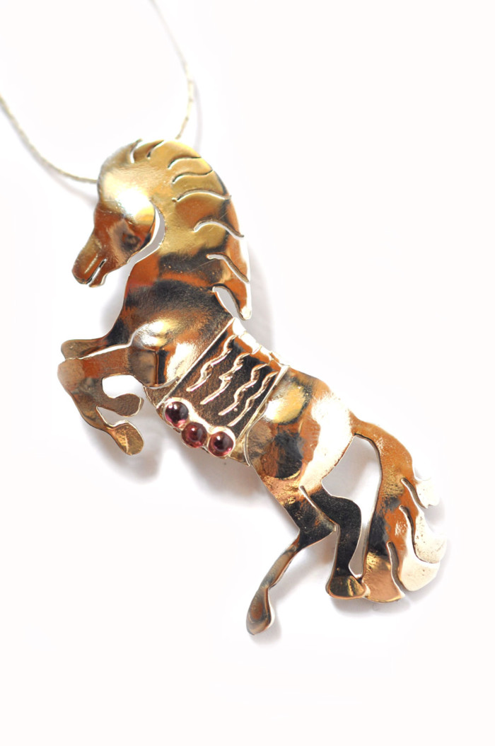 Silver and Rubies Horse Necklace