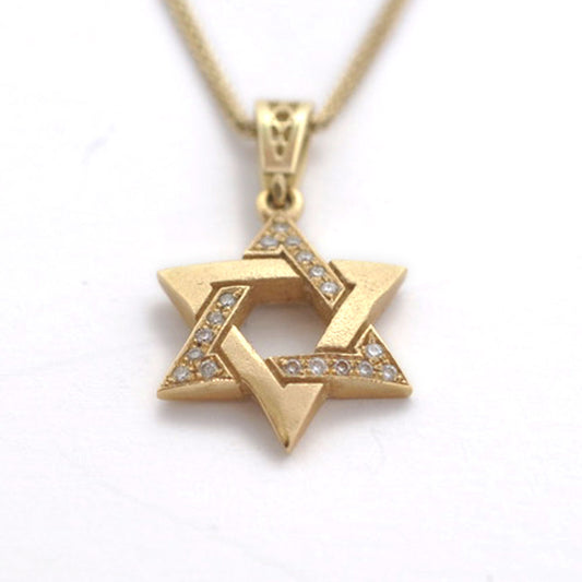 14K Gold Star of David with Diamonds