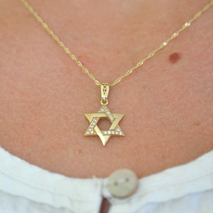 14K Gold Star of David with Diamonds