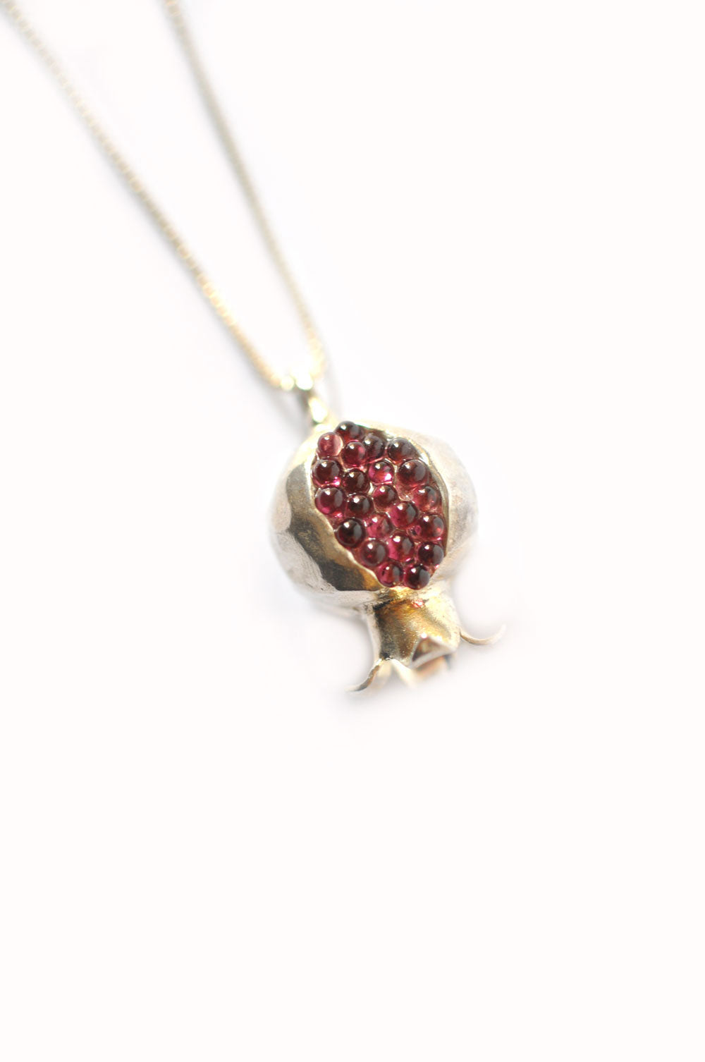 Silver and Rubies Pomegranate Necklace