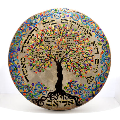 Biblical Family Tree of Life - Hand-Painted Miriam’s Drum – Custom Edition