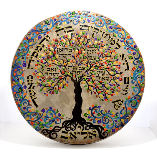 Biblical Family Tree of Life - Hand-Painted Miriam’s Drum – Custom Edition